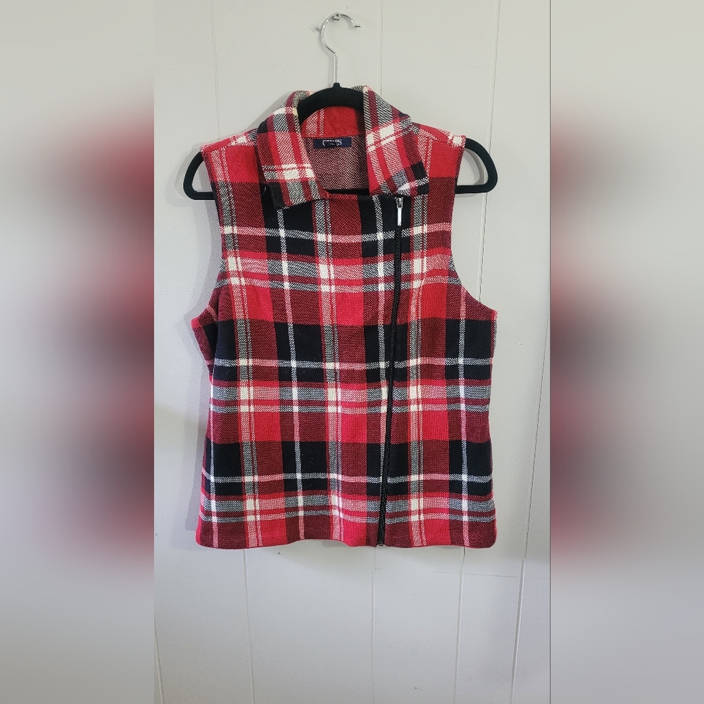 Chaps Red and Black Knit Vest